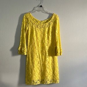 EUC. Beautiful fun yellow lace Kelly & Diane dress. Perfect spring dress.